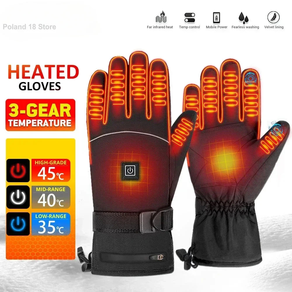 **"Heated Electric Gloves - Thermal Winter Gloves for Skiing, Snowboarding, Hunting & Fishing - Waterproof Rechargeable Gloves for Ultimate Warmth!"**