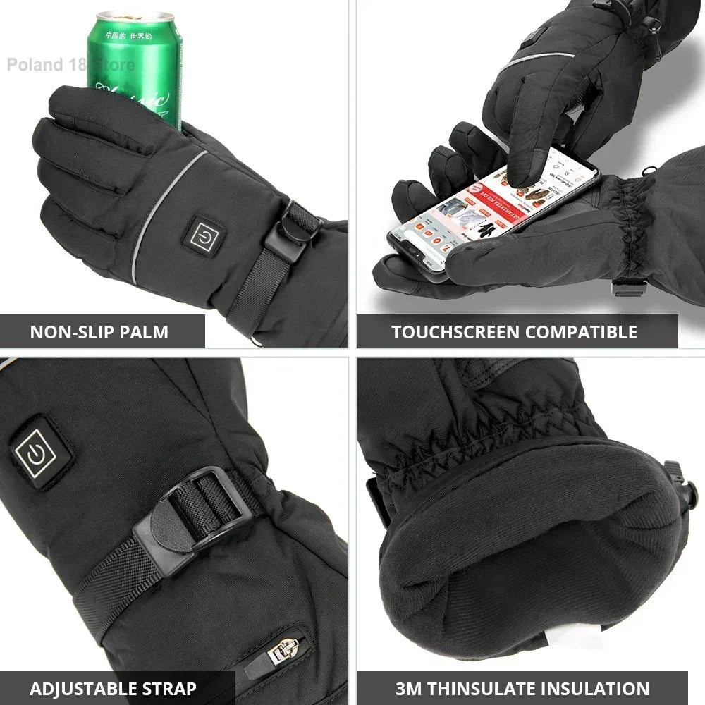 **"Heated Electric Gloves - Thermal Winter Gloves for Skiing, Snowboarding, Hunting & Fishing - Waterproof Rechargeable Gloves for Ultimate Warmth!"**
